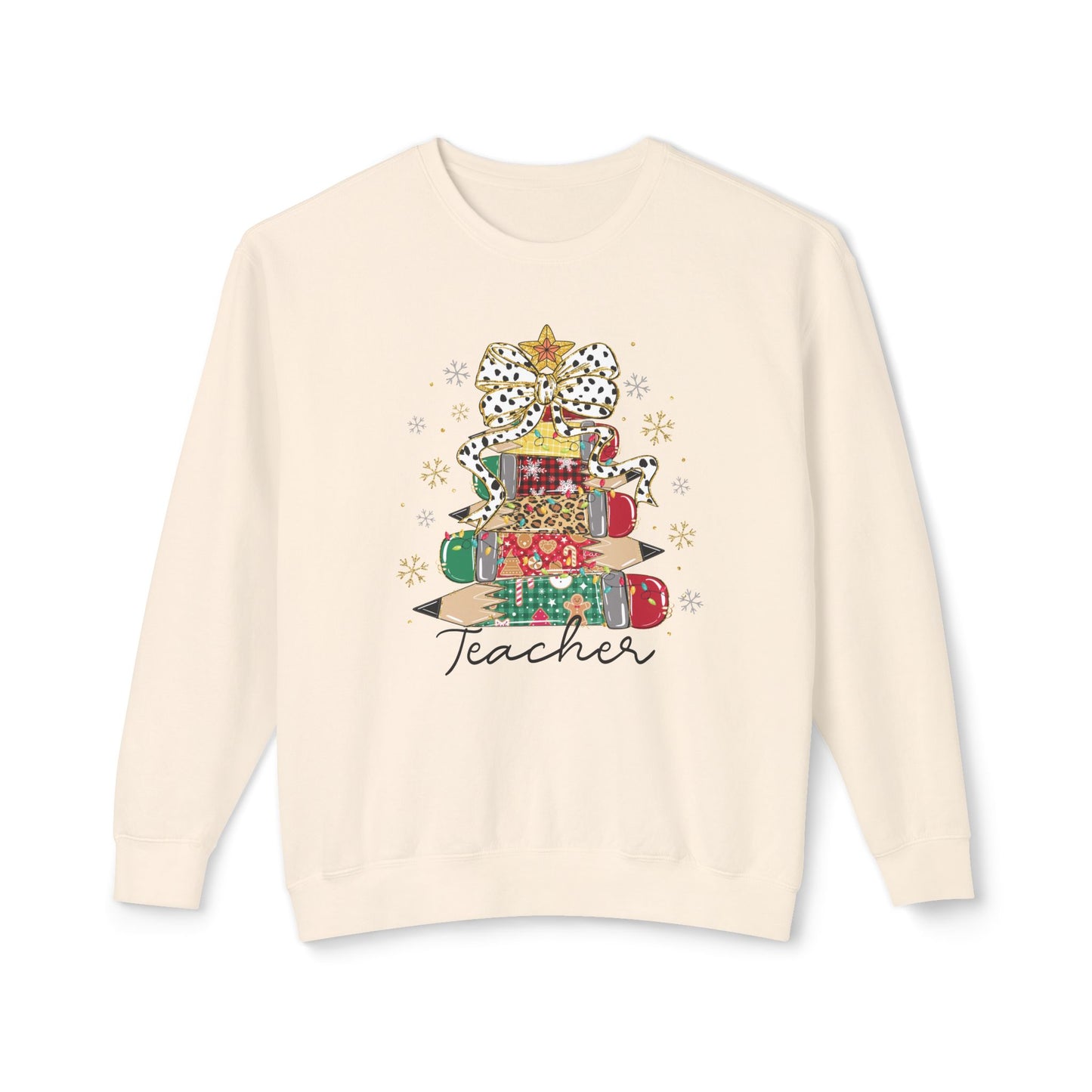 Christmas Teacher Sweatshirt Unisex Lightweight Crewneck Sweatshirt