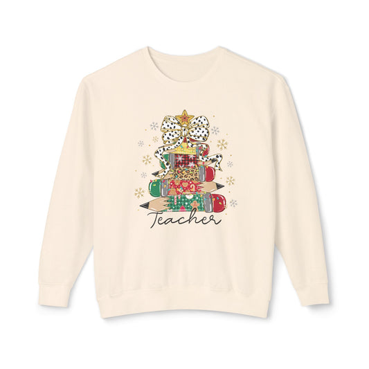 Christmas Teacher Sweatshirt Unisex Lightweight Crewneck Sweatshirt