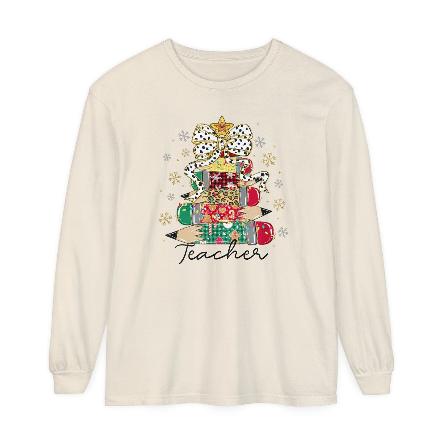 Christmas Teacher Long Sleeve Comfort Colors