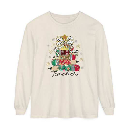 Christmas Teacher Long Sleeve Comfort Colors