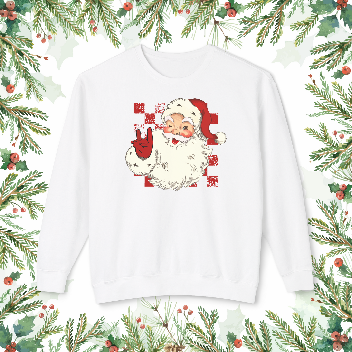 Red White Santa Claus Christmas Shirt Festive Sweatshirt, Unique Santa Design, Christmas Gift Idea, Holiday Party Outfit, Christmas Style
