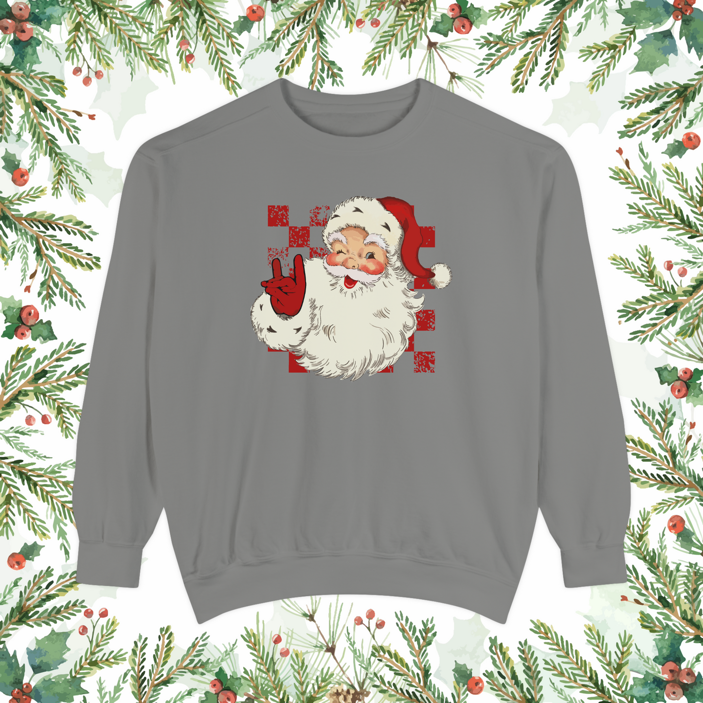 Red White Santa Claus Christmas Shirt Festive Sweatshirt, Unique Santa Design, Christmas Gift Idea, Holiday Party Outfit, Christmas Style