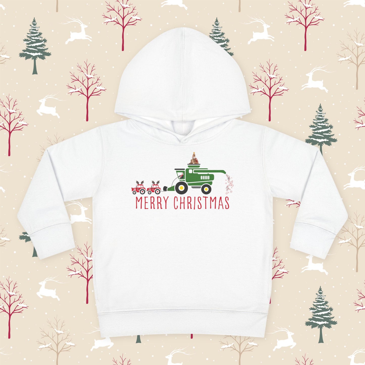 Green Combine Merry Christmas Toddler Pullover Fleece Hoodie