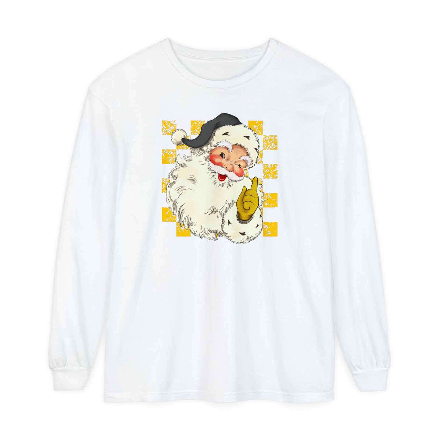 Black & Gold Santa Unisex Garment-dyed Long Sleeve T-Shirt Comfort Colors