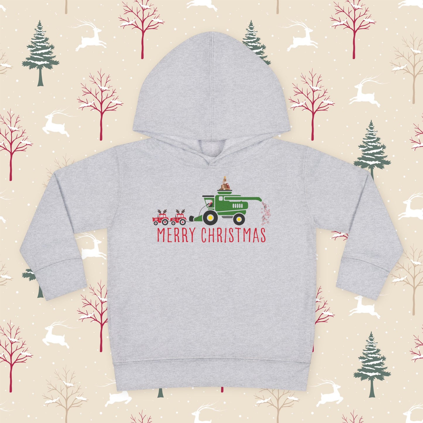 Green Combine Merry Christmas Toddler Pullover Fleece Hoodie
