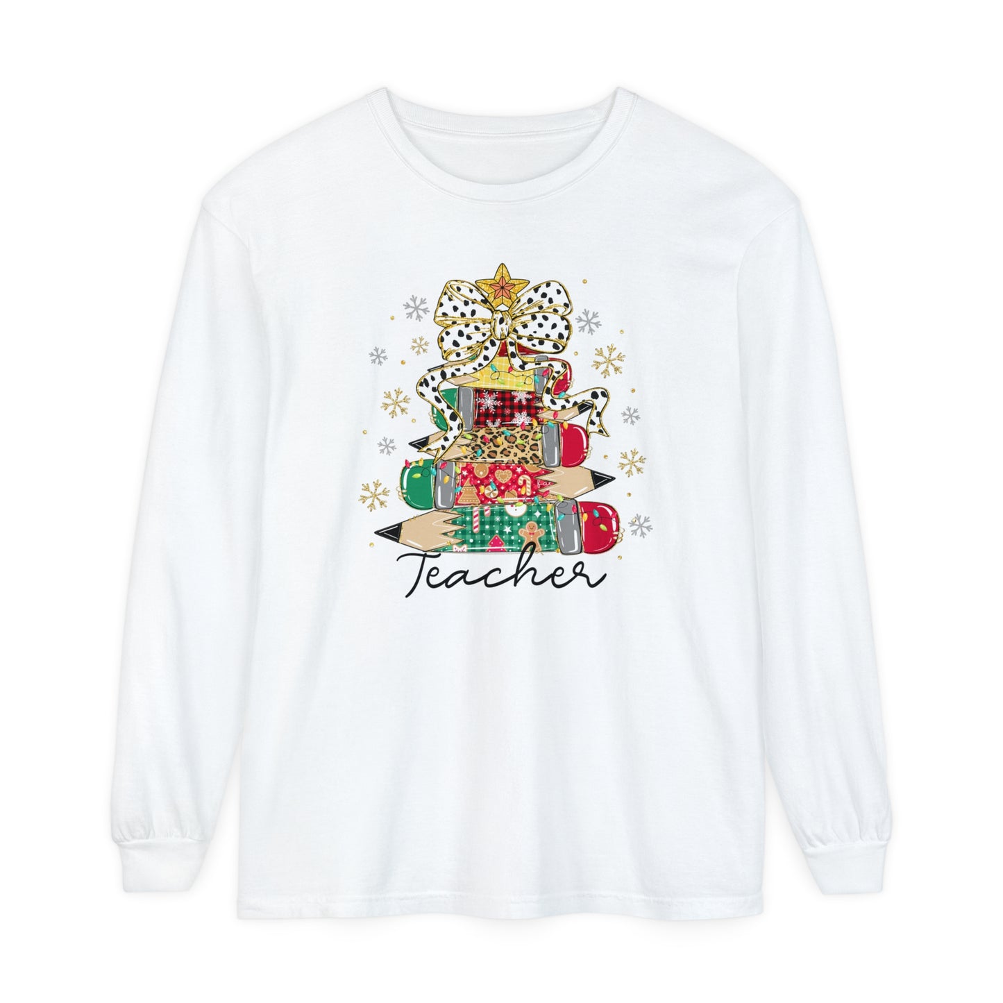 Christmas Teacher Long Sleeve Comfort Colors