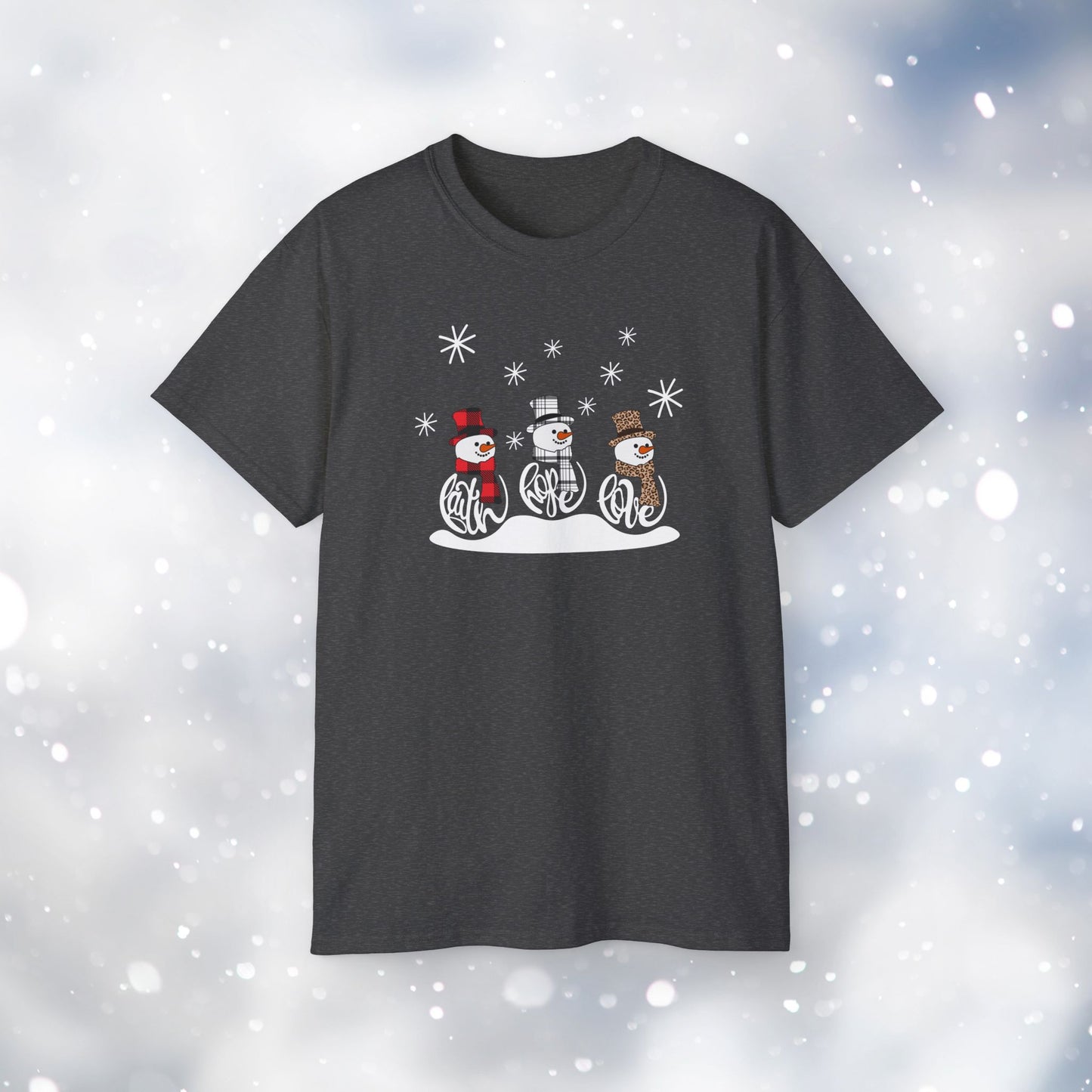 Faith Love Hope Snowman Gildan Unisex Ultra Cotton Tee