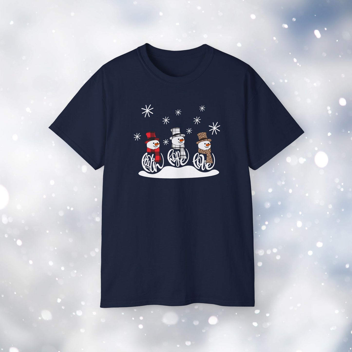 Faith Love Hope Snowman Gildan Unisex Ultra Cotton Tee