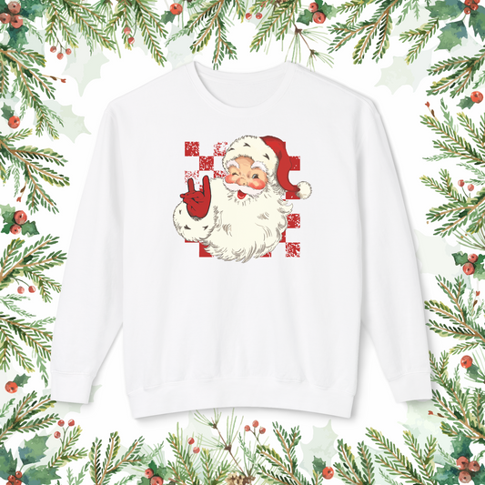 Red White Santa Claus Christmas Shirt Festive Sweatshirt, Unique Santa Design, Christmas Gift Idea, Holiday Party Outfit, Christmas Style